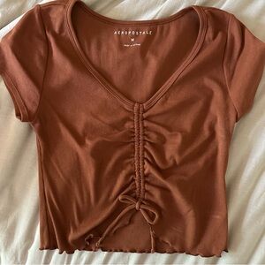 burnt orange cinched crop top